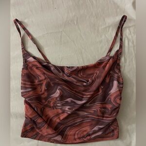 Burgundy and Red Mesh crop Top